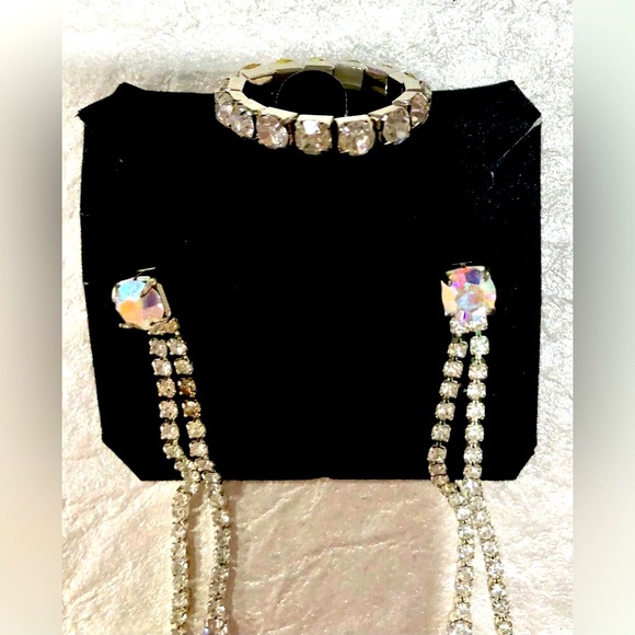 💍 RING & EARRINGS rhinestone set (2pc) special occasion jewelry set EUC - Picture 8 of 12